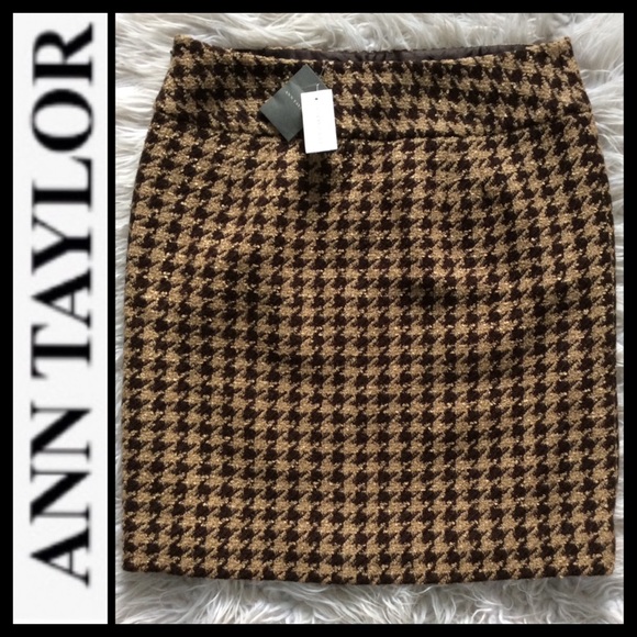 NWT Ann Taylor Houndstooth Wool Blend Pencil Skirt - Picture 4 of 6